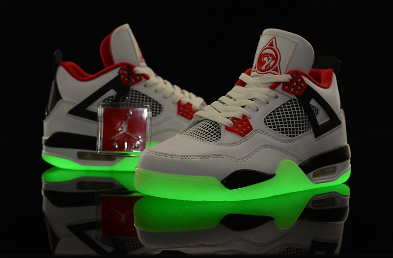 Air Jordan 4 Men Shoes Red/Black/ Lime/White Online